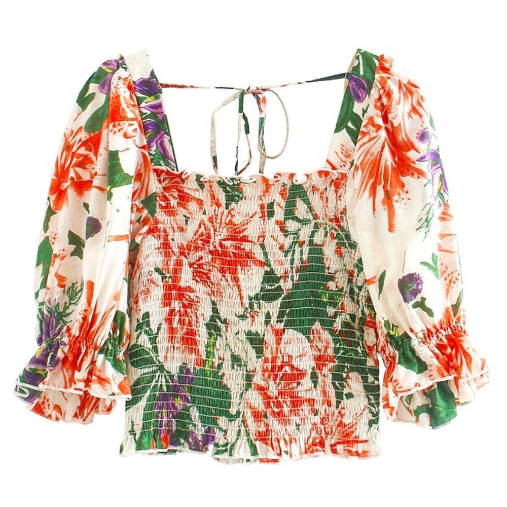 New Women Floral Elastic Crop Top